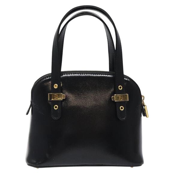 FENDI Hand Bag Leather Black Gold - Picture 3 of 12